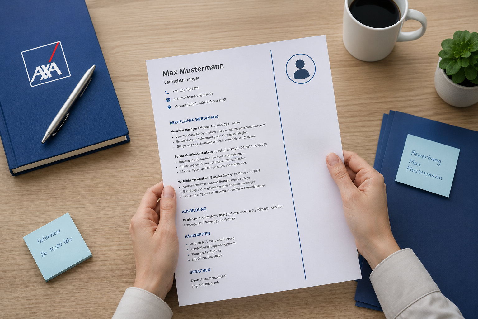 Zwei AXA Vertriebsrecruiterinnen im Gespräch über Bewerbungsunterlagen auf einem Tablet im modernen Agentur-Büro